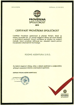 Certifikát – Prověřená společnost 2015